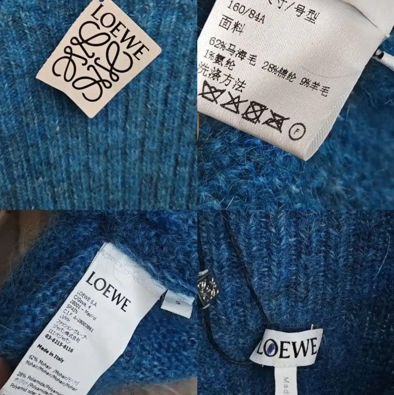 Loewe Loewe Long Sleeve Knit Dress in Peacock Blue 0089 Size ONE SIZE - 7 Thumbnail
