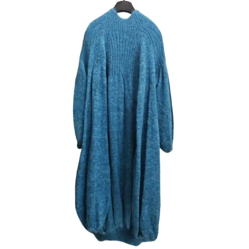 Loewe Loewe Long Sleeve Knit Dress in Peacock Blue 0089 Size ONE SIZE - 4 Thumbnail
