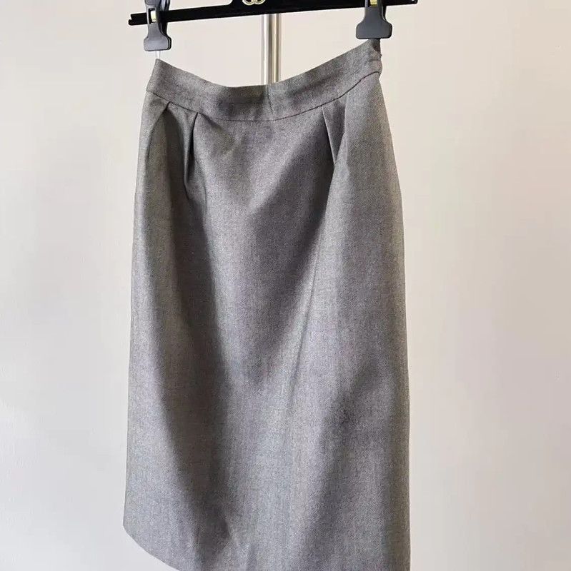 Dior Dior Gray Wool Midi Skirt for Women 0089 Size 23" - 5 Thumbnail