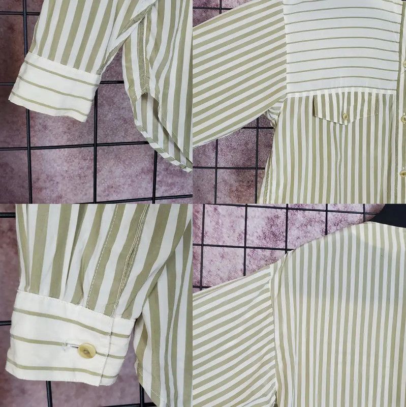 Dior Dior Green Silk Striped Long Sleeve Shirt 0089 Size S / US 4 / IT 40 - 4 Thumbnail