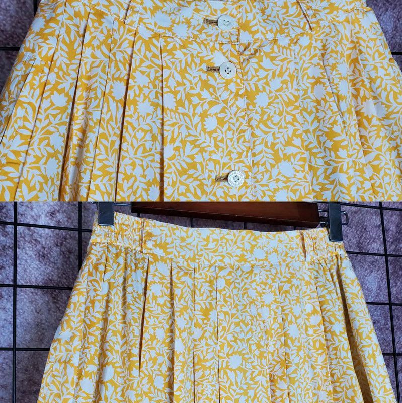 Dior Dior Yellow Floral Cotton Midi Skirt for Summer 0089 Size 24" / US 00 / IT 34 - 4 Thumbnail