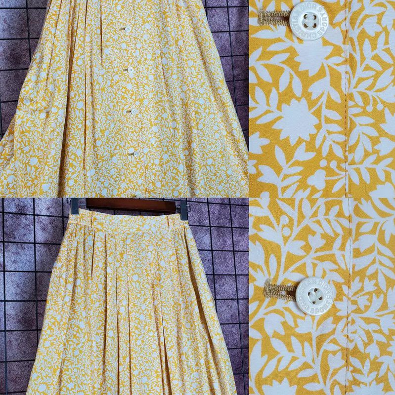 Dior Dior Yellow Floral Cotton Midi Skirt for Summer 0089 Size 24" / US 00 / IT 34 - 3 Thumbnail