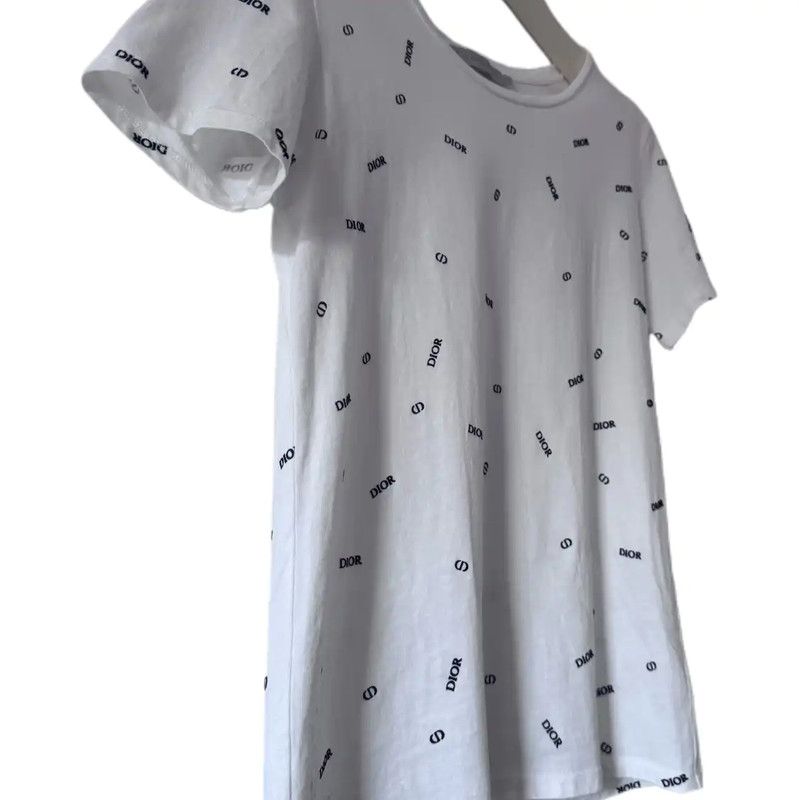 Dior Dior Summer White Printed Short Sleeve T-Shirt 0089 Size M / US 6-8 / IT 42-44 - 3 Thumbnail
