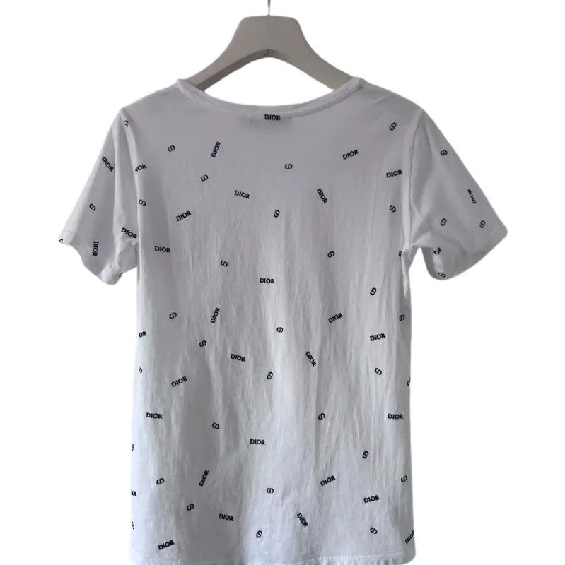 Dior Dior Summer White Printed Short Sleeve T-Shirt 0089 Size M / US 6-8 / IT 42-44 - 2 Thumbnail