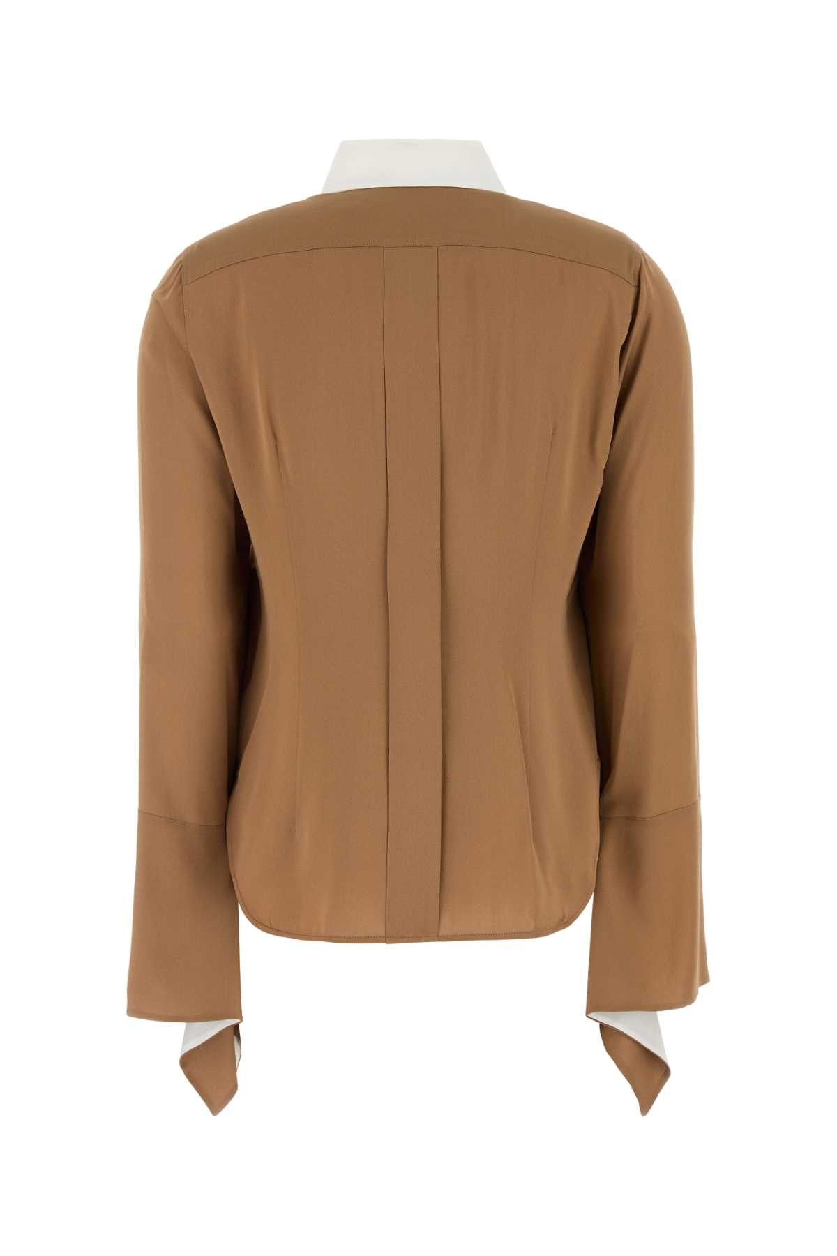 Max Mara Caramel Crepe Pio Shirt Size S / US 4 / IT 40 - 2 Thumbnail