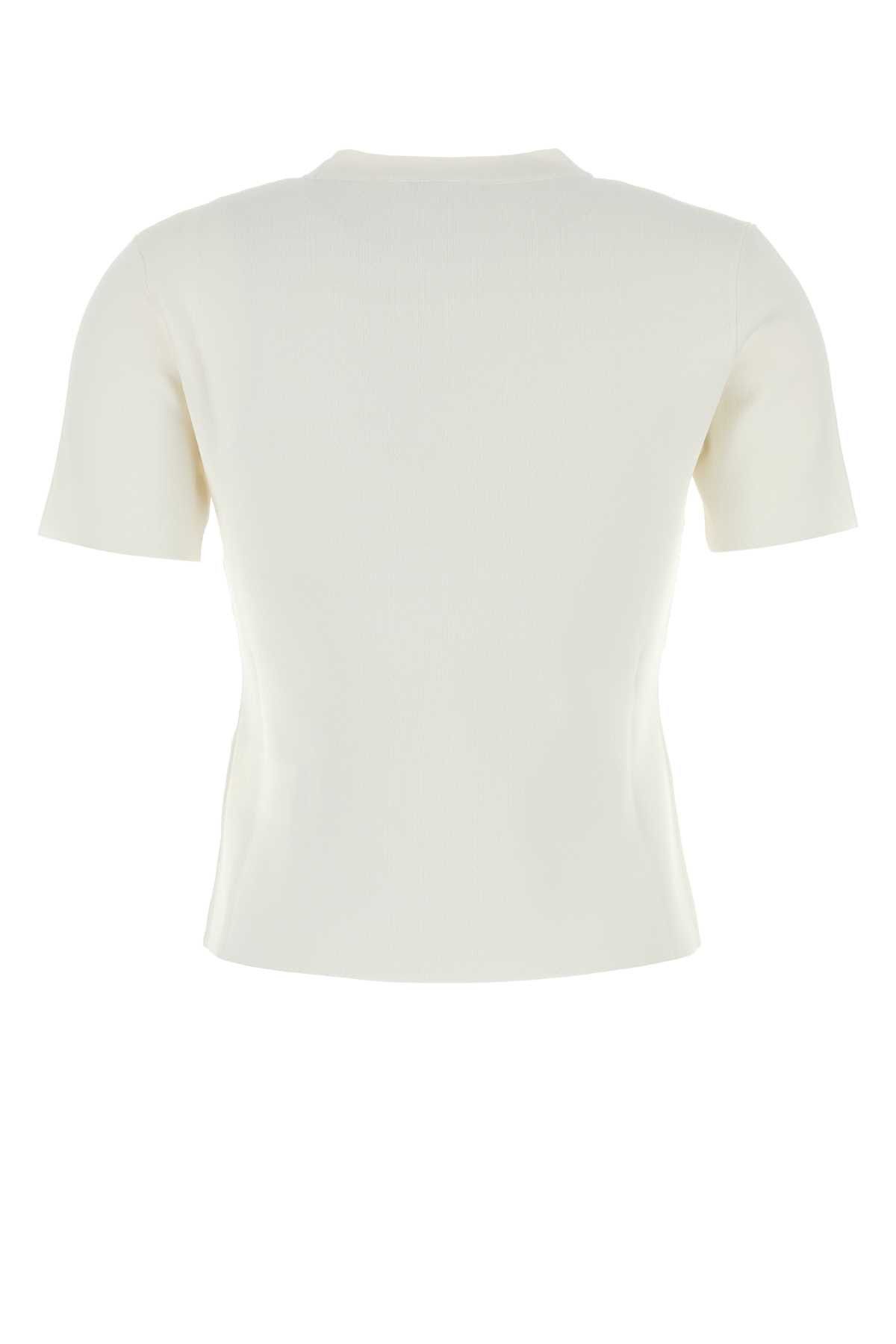 Max Mara White Viscose Blend Adelio T-Shirt Size M / US 6-8 / IT 42-44 - 2 Thumbnail
