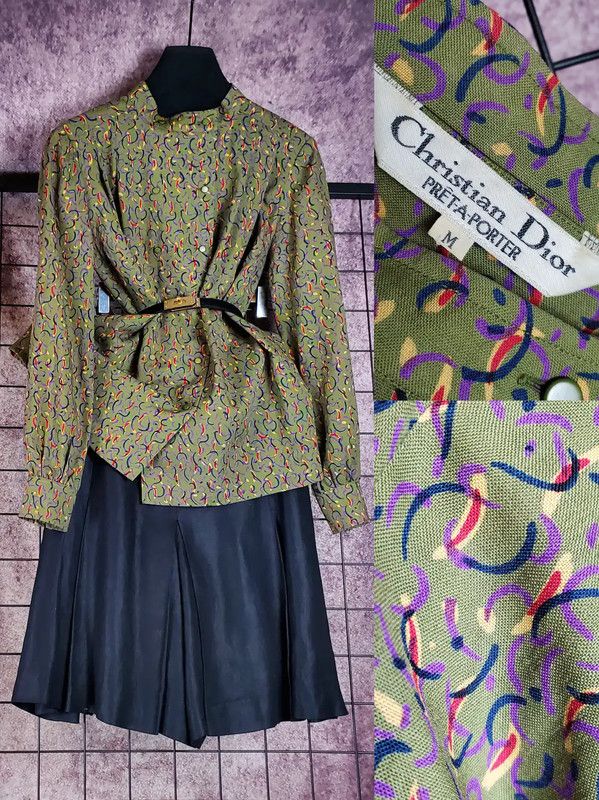 Dior Dior Green Wool Pattern Long Sleeve Shirt 0089 Size M / US 6-8 / IT 42-44 - 2 Thumbnail