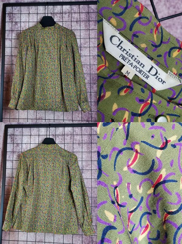 Dior Dior Green Wool Pattern Long Sleeve Shirt 0089 Size M / US 6-8 / IT 42-44 - 3 Thumbnail