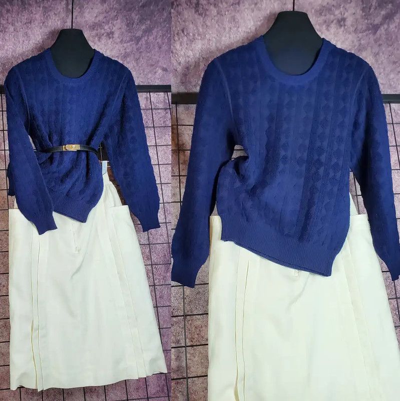 Dior Dior Navy Wool Blend Embroidered Sweater 0089 Size M / US 6-8 / IT 42-44 - 2 Thumbnail