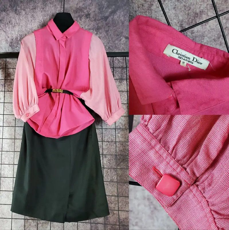 Dior Dior Summer Pink Wool Short Sleeve Shirt 0089 Size M / US 6-8 / IT 42-44 - 2 Thumbnail