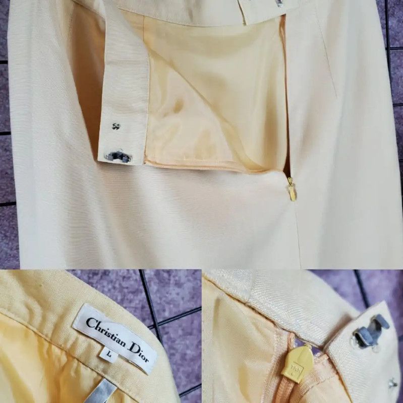 Dior Dior Midi Skirt in Light Yellow Linen Blend 0089 Size 27" / US 4 / IT 40 - 6 Thumbnail