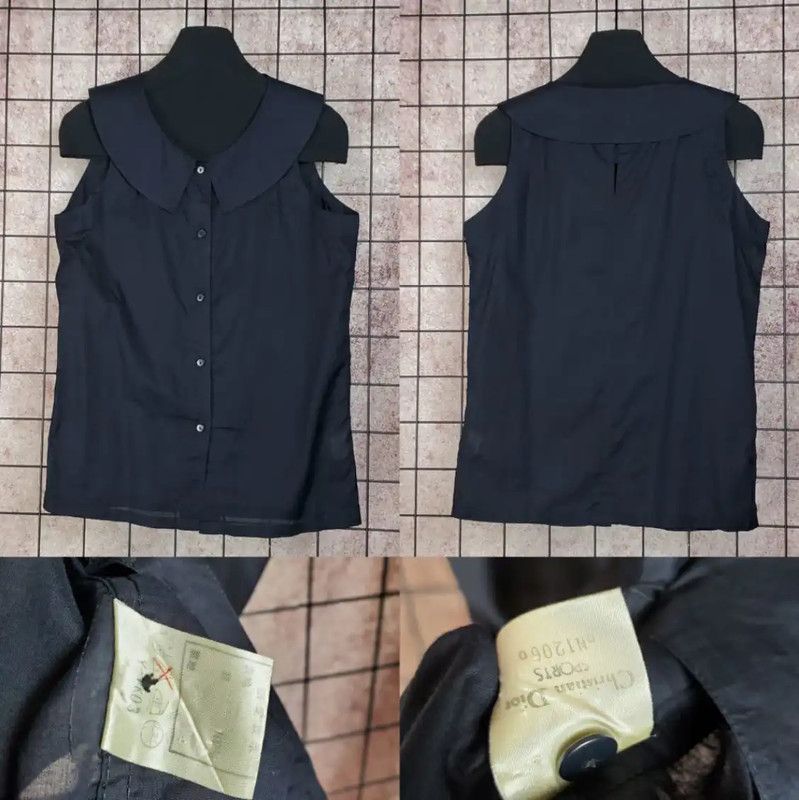 Dior Dior Summer Navy Blue Sleeveless Cotton Top 0089 Size M / US 6-8 / IT 42-44 - 2 Thumbnail