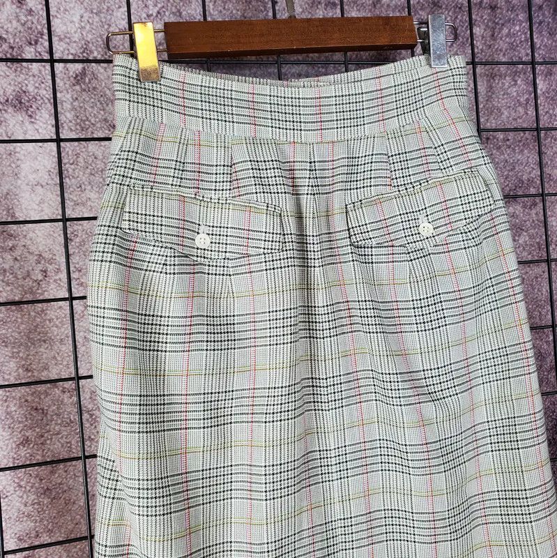 Dior Dior Green Plaid Wool Blend Skirt 0089 Size 23" - 8 Thumbnail