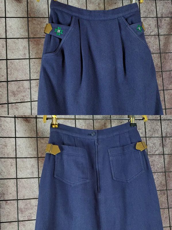 Dior Dior A-Line Skirt in Navy Wool Blend 0089 Size 23" - 2 Thumbnail