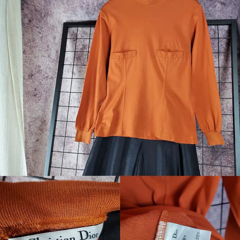Dior Dior Long Sleeve Cotton Top in Deep Orange 0089 Size M / US 6-8 / IT 42-44 - 2 Thumbnail