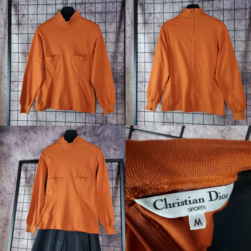 Dior Dior Long Sleeve Cotton Top in Deep Orange 0089 Size M / US 6-8 / IT 42-44 - 3 Thumbnail