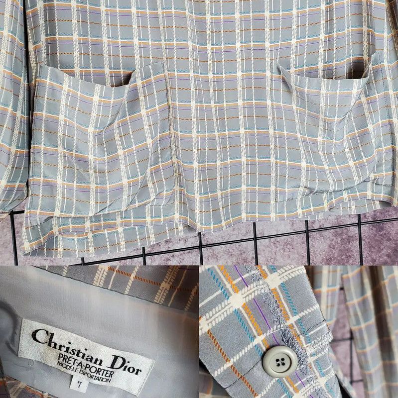 Dior Dior Silk Check Long Sleeve Shirt 0089 Size M / US 6-8 / IT 42-44 - 6 Thumbnail