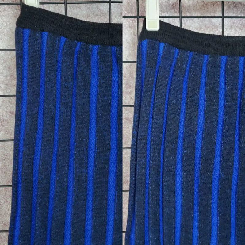 Dior Dior Blue Striped Wool Midi Skirt 0089 Size 23" - 8 Thumbnail
