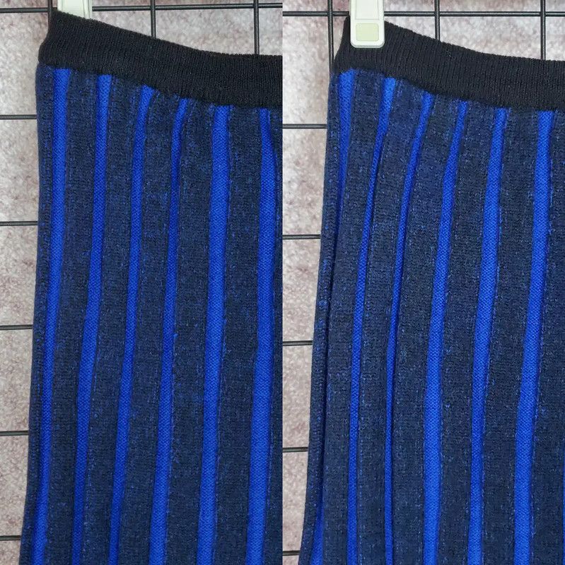 Dior Dior Blue Striped Wool Midi Skirt 0089 Size 23" - 3 Thumbnail