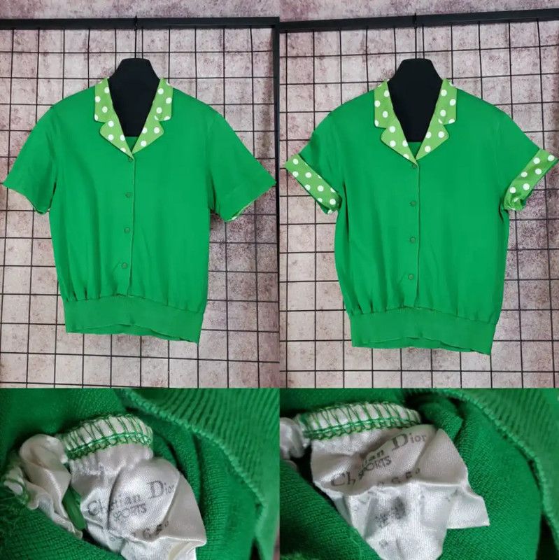 Dior Dior Green Polka Dot Women's T-Shirt 0089 Size M / US 6-8 / IT 42-44 - 2 Thumbnail