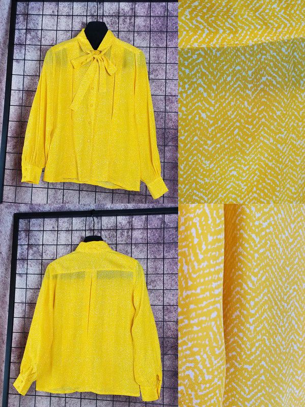 Dior Dior Yellow Silk Patterned Long Sleeve Shirt 0089 Size S / US 4 / IT 40 - 3 Thumbnail