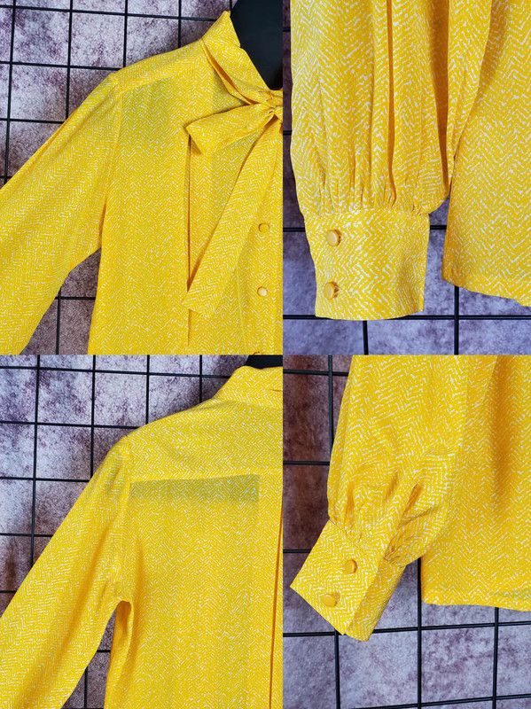 Dior Dior Yellow Silk Patterned Long Sleeve Shirt 0089 Size S / US 4 / IT 40 - 6 Thumbnail