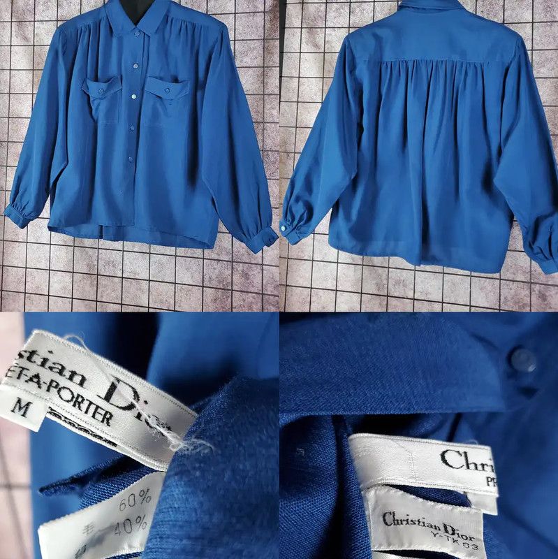 Dior Dior Blue Wool Blend Long Sleeve Shirt 0089 Size M / US 6-8 / IT 42-44 - 2 Thumbnail