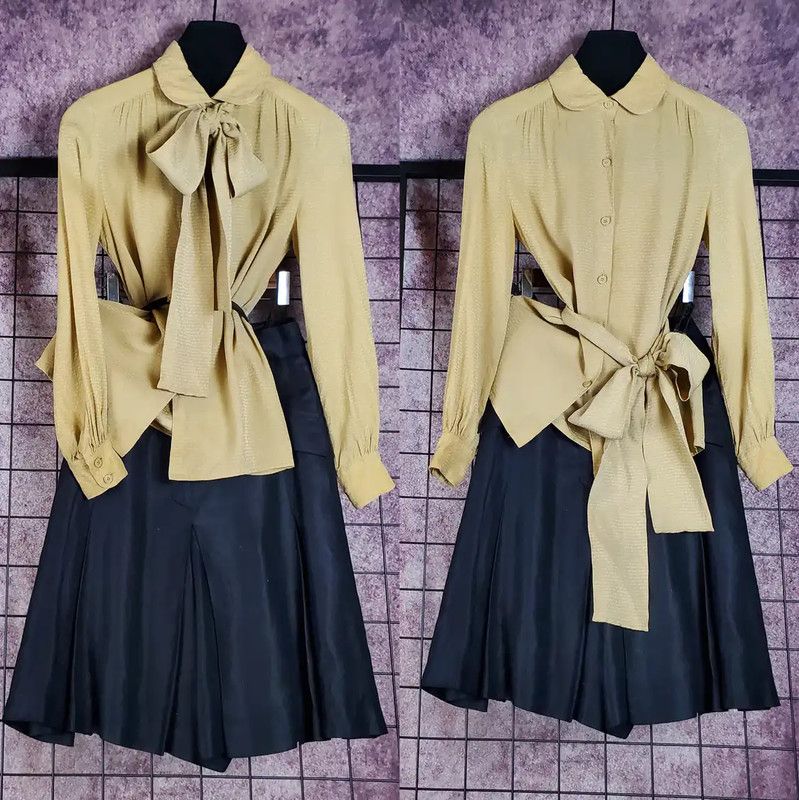 Dior Dior Silk Long Sleeve Blouse with Tie 0089 Size S / US 4 / IT 40 - 2 Thumbnail