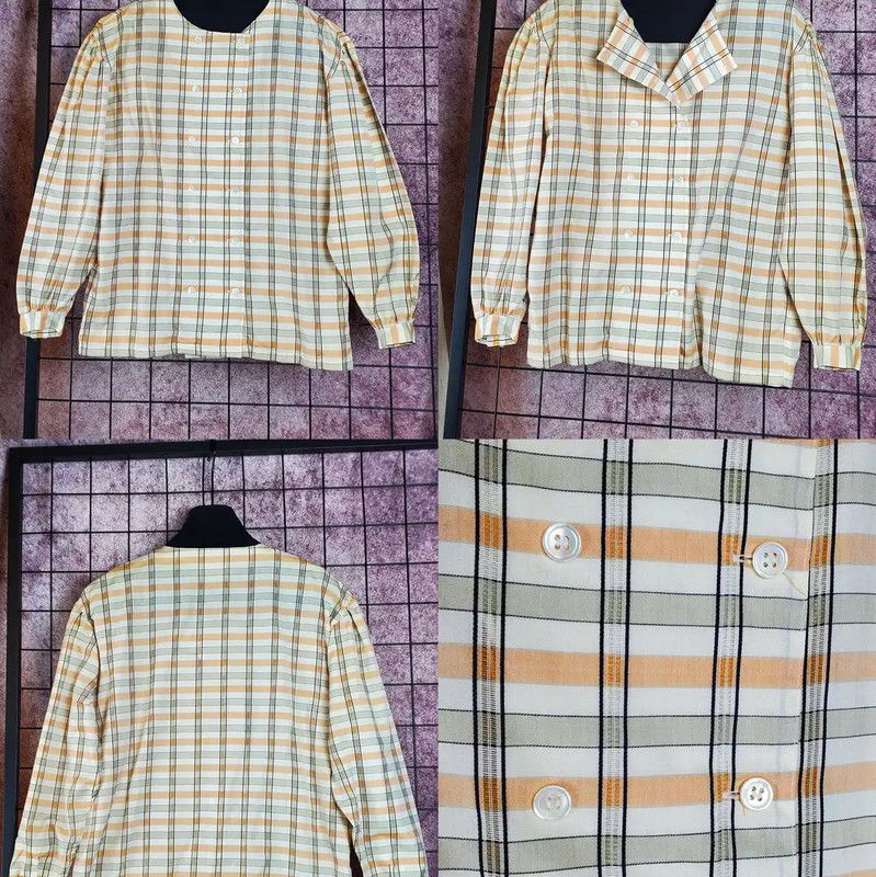 Dior Dior Women's Yellow Checkered Long Sleeve Cropped Shirt 0089 Size S / US 4 / IT 40 - 3 Thumbnail