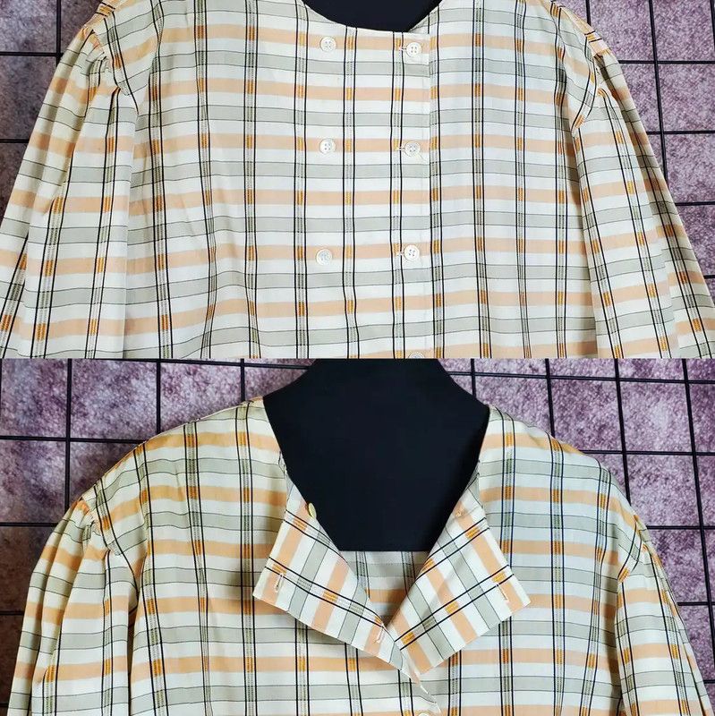 Dior Dior Women's Yellow Checkered Long Sleeve Cropped Shirt 0089 Size S / US 4 / IT 40 - 4 Thumbnail