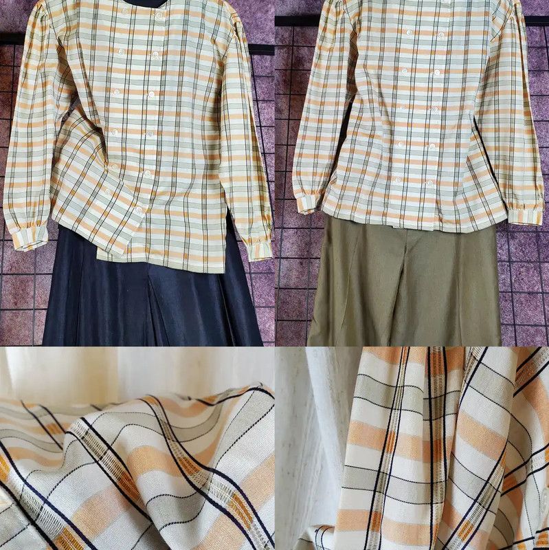 Dior Dior Women's Yellow Checkered Long Sleeve Cropped Shirt 0089 Size S / US 4 / IT 40 - 2 Thumbnail