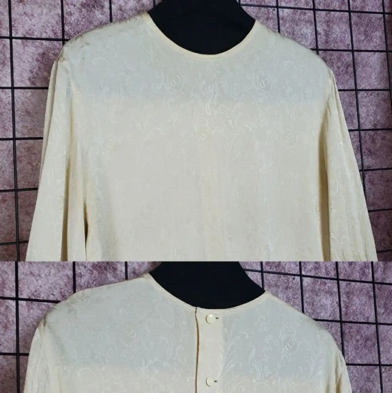 Dior Dior Beige Silk Letter Logo Long Sleeve Shirt 0089 Size M / US 6-8 / IT 42-44 - 4 Thumbnail