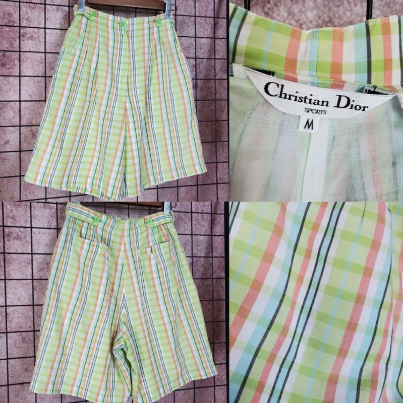 Dior Dior Green Cotton Plaid Summer Shorts 0089 Size 27" / US 4 / IT 40 - 2 Thumbnail