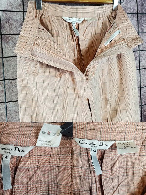 Dior Dior Pink Cotton Plaid Logo Leisure Pants 0089 Size 23" - 5 Thumbnail