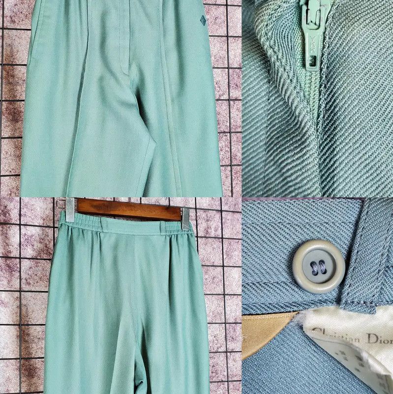 Dior Dior Spring Autumn Green Wool Embroidered Pants 0089 Size 22" - 3 Thumbnail
