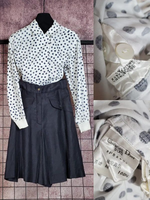 Dior Polka Dot Long Sleeve Blouse for Women 0089