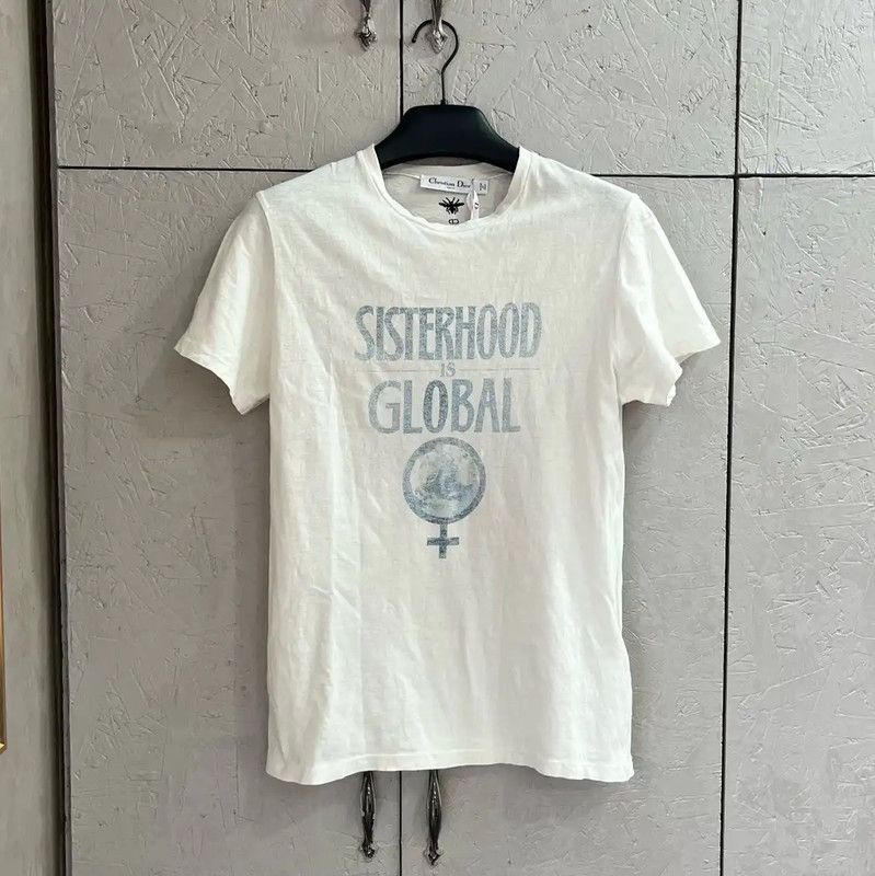 Dior Dior Women's Cotton T-Shirt with Global Slogan 0089 Size M / US 6-8 / IT 42-44 - 3 Thumbnail