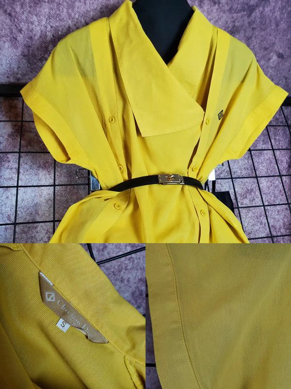 Dior Dior Lemon Yellow Short Sleeve Shirt 0089 Size S / US 4 / IT 40 - 3 Thumbnail