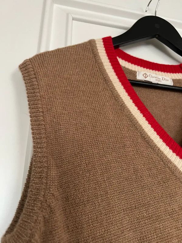 Dior Dior Brown Wool Sleeveless T-Shirt 0089 Size L / US 10 / IT 46 - 4 Thumbnail