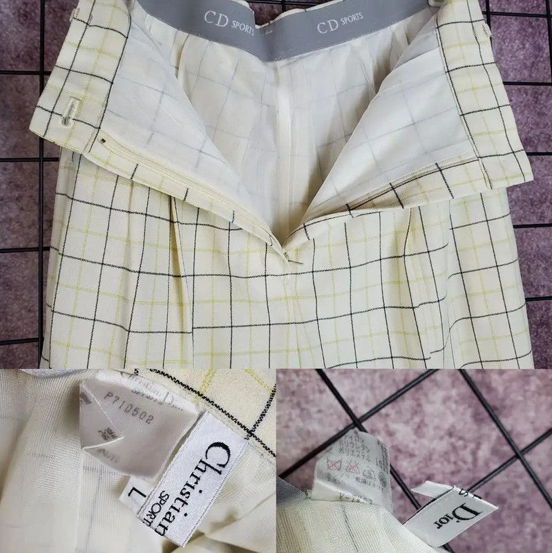 Dior Dior Yellow Plaid Wool Women's Casual Pants 0089 Size 28" / US 6 / IT 42 - 8 Thumbnail