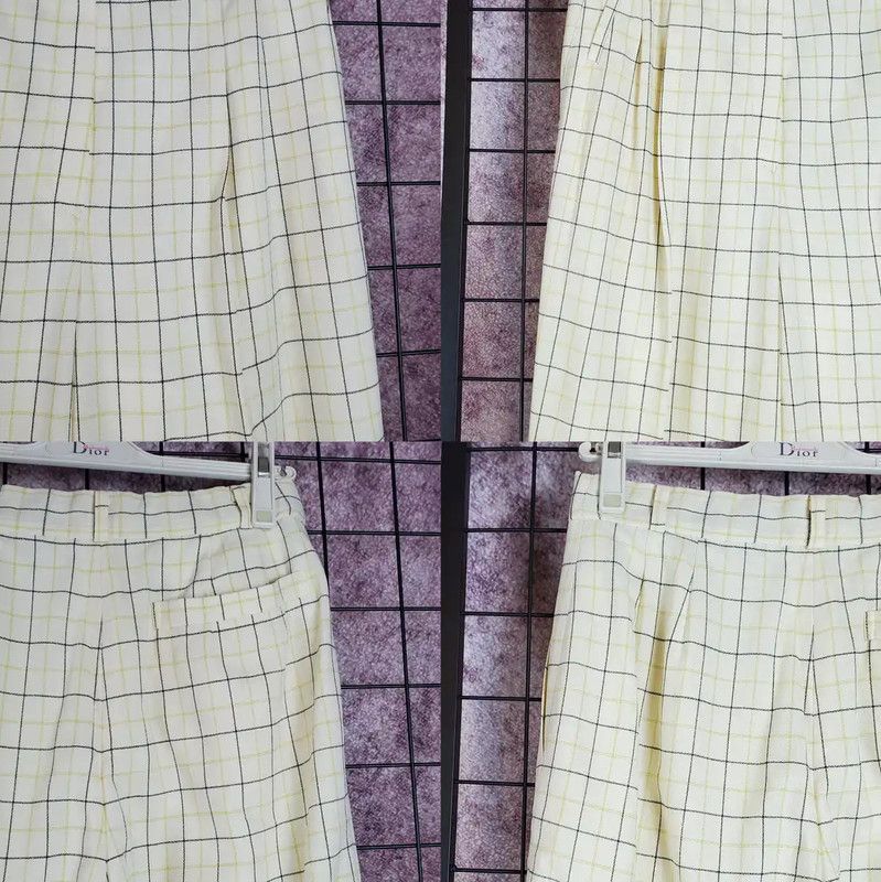Dior Dior Yellow Plaid Wool Women's Casual Pants 0089 Size 28" / US 6 / IT 42 - 6 Thumbnail