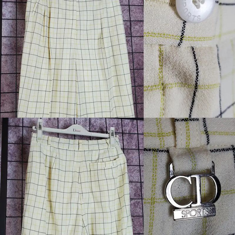 Dior Dior Yellow Plaid Wool Women's Casual Pants 0089 Size 28" / US 6 / IT 42 - 3 Thumbnail