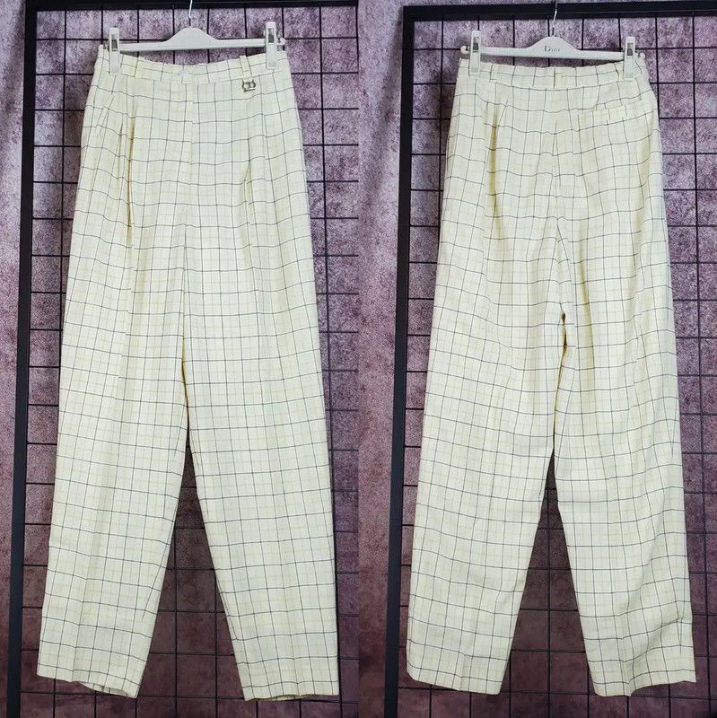 Dior Dior Yellow Plaid Wool Women's Casual Pants 0089 Size 28" / US 6 / IT 42 - 2 Thumbnail