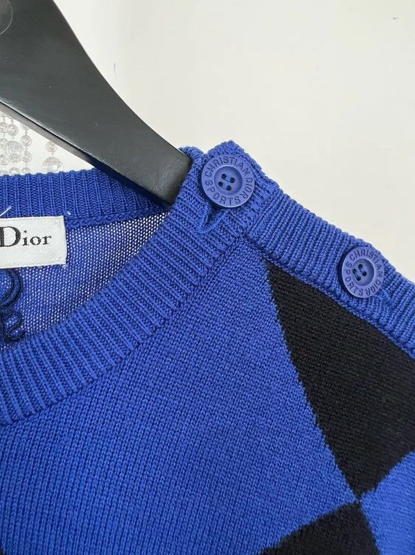 Dior Dior Blue Knit Sweater with Argyle Pattern 0089 Size M / US 6-8 / IT 42-44 - 3 Thumbnail