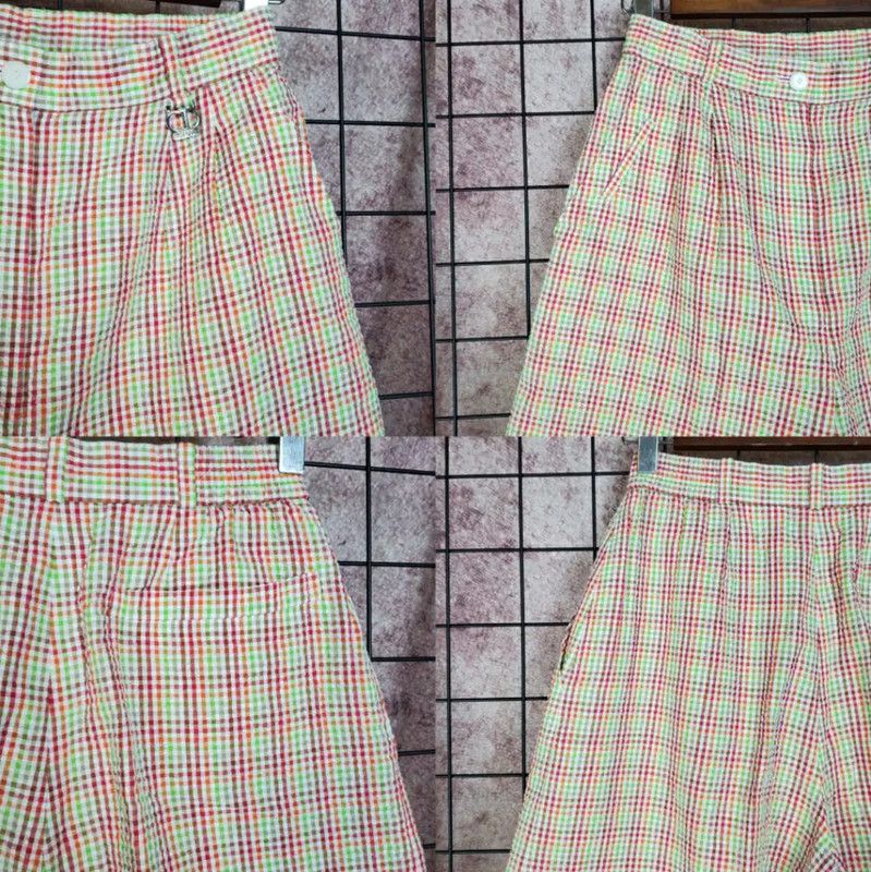 Dior Dior Summer Pink Checked Cotton Blend Casual Pants 0089 Size 23" - 4 Thumbnail