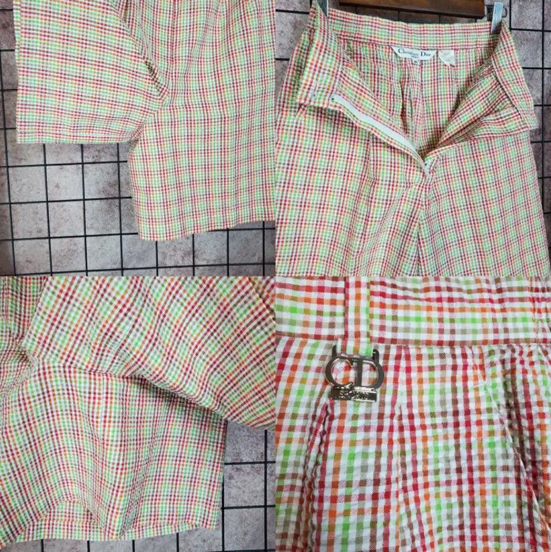 Dior Dior Summer Pink Checked Cotton Blend Casual Pants 0089 Size 23" - 5 Thumbnail