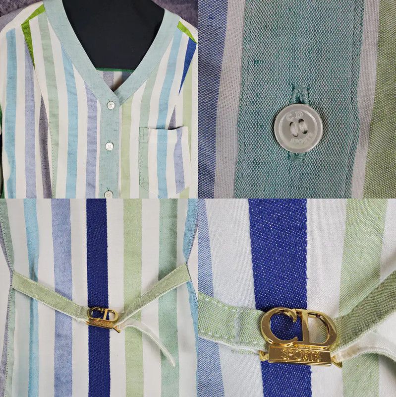 Dior Dior Summer Blue Striped Short Sleeve Top 0089 Size L / US 10 / IT 46 - 6 Thumbnail