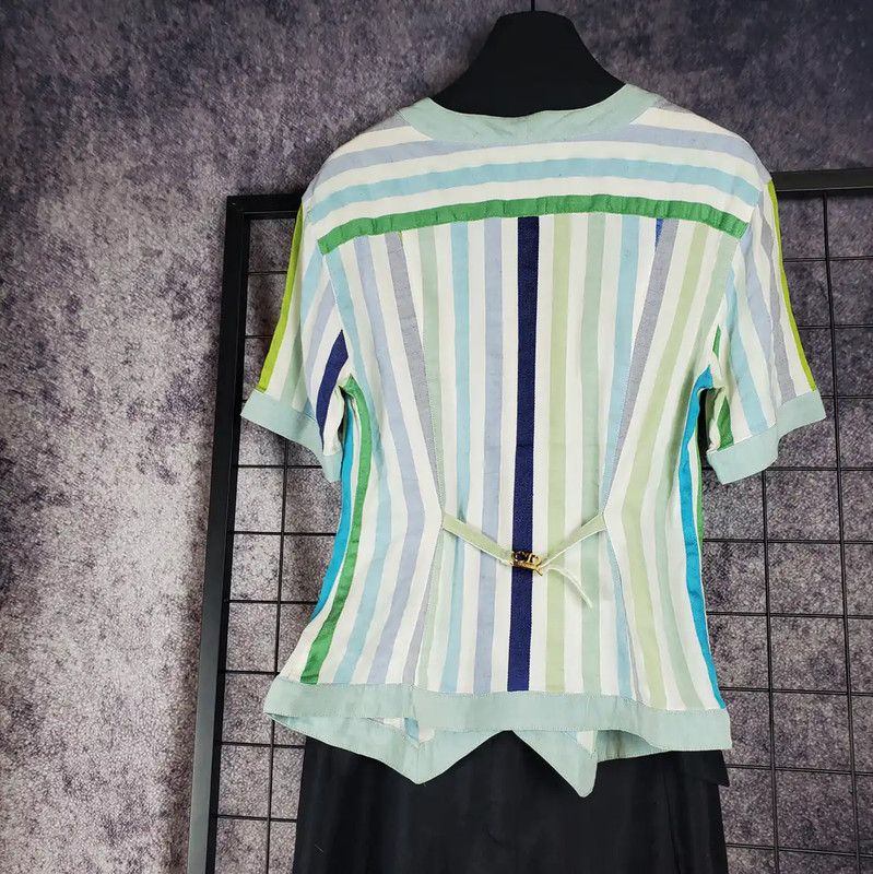 Dior Dior Summer Blue Striped Short Sleeve Top 0089 Size L / US 10 / IT 46 - 7 Thumbnail