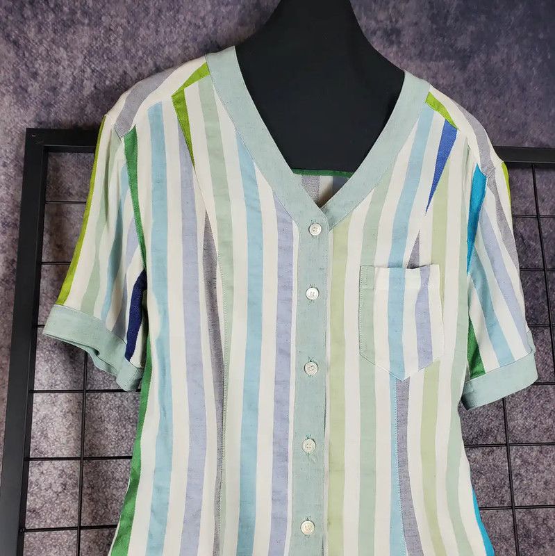 Dior Dior Summer Blue Striped Short Sleeve Top 0089 Size L / US 10 / IT 46 - 3 Thumbnail