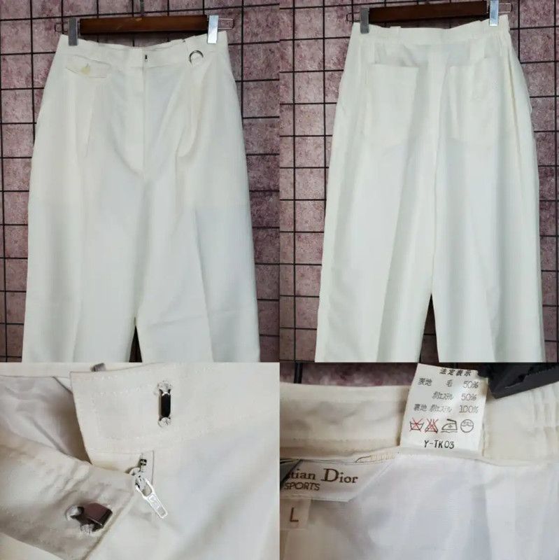 Dior Dior Women's Cream Wool Blend Embroidered Pants 0089 Size 24" / US 00 / IT 34 - 3 Thumbnail